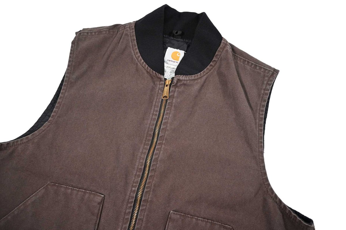 画像3: Used Carhartt Quilt Lined Duck Vest Dark Brown (3)