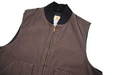 画像3: Used Carhartt Quilt Lined Duck Vest Dark Brown (3)