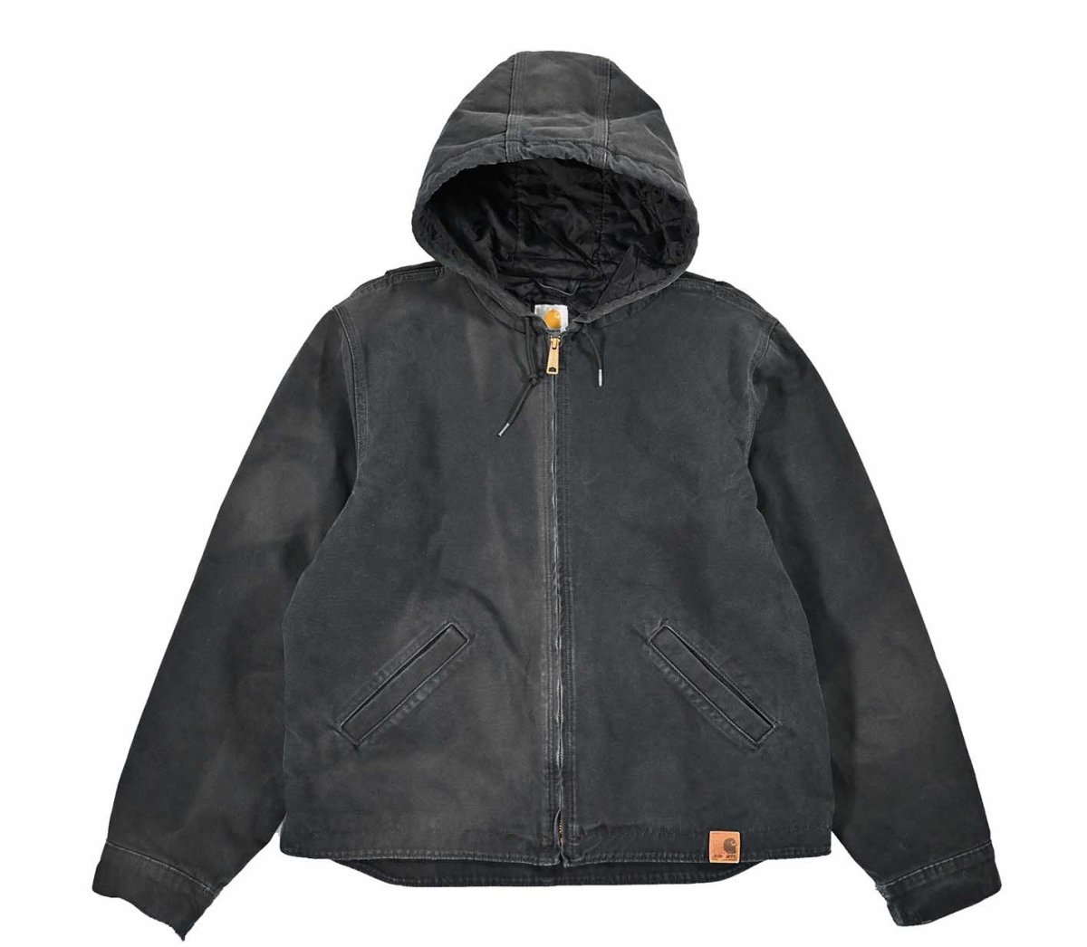 画像1: Used Carhartt Quilt Lined Duck Hooded Jacket Black (1)