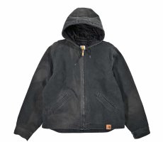 画像1: Used Carhartt Quilt Lined Duck Hooded Jacket Black (1)