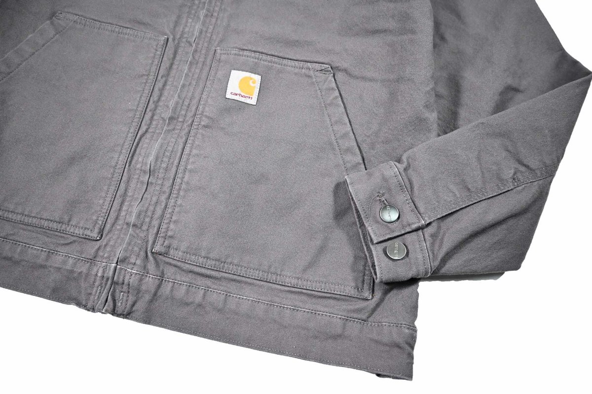 画像4: Used Carhartt Fleece Lined Duck Hooded Jacket Gravel (4)
