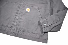 画像4: Used Carhartt Fleece Lined Duck Hooded Jacket Gravel (4)