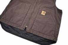 画像4: Used Carhartt Quilt Lined Duck Vest Dark Brown (4)