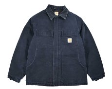 画像1: Used Carhartt Quilt Lined Traditional Coat Navy (1)