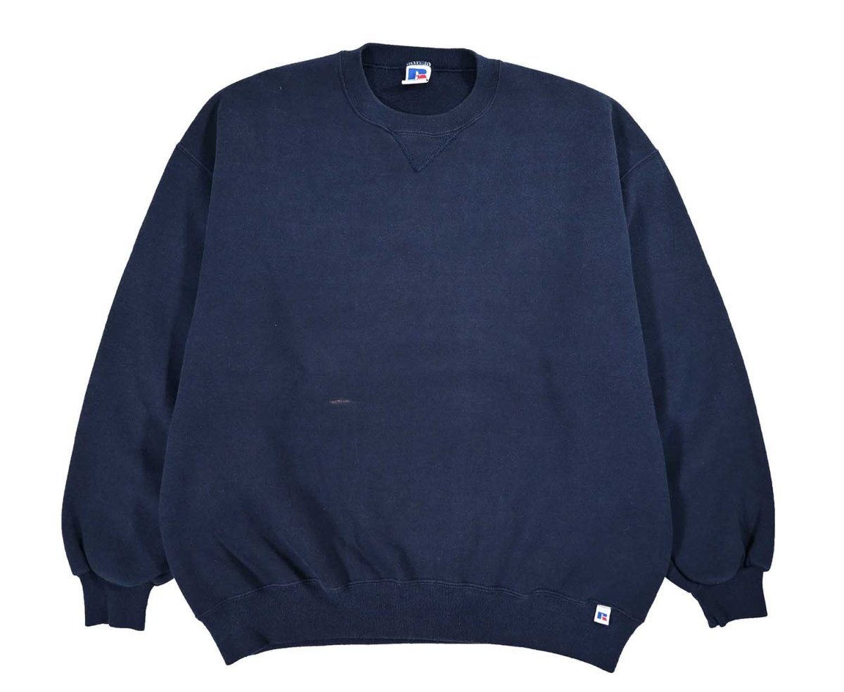 画像1: Used Russell Athletic Blank Sweat Shirt Navy made in USA (1)