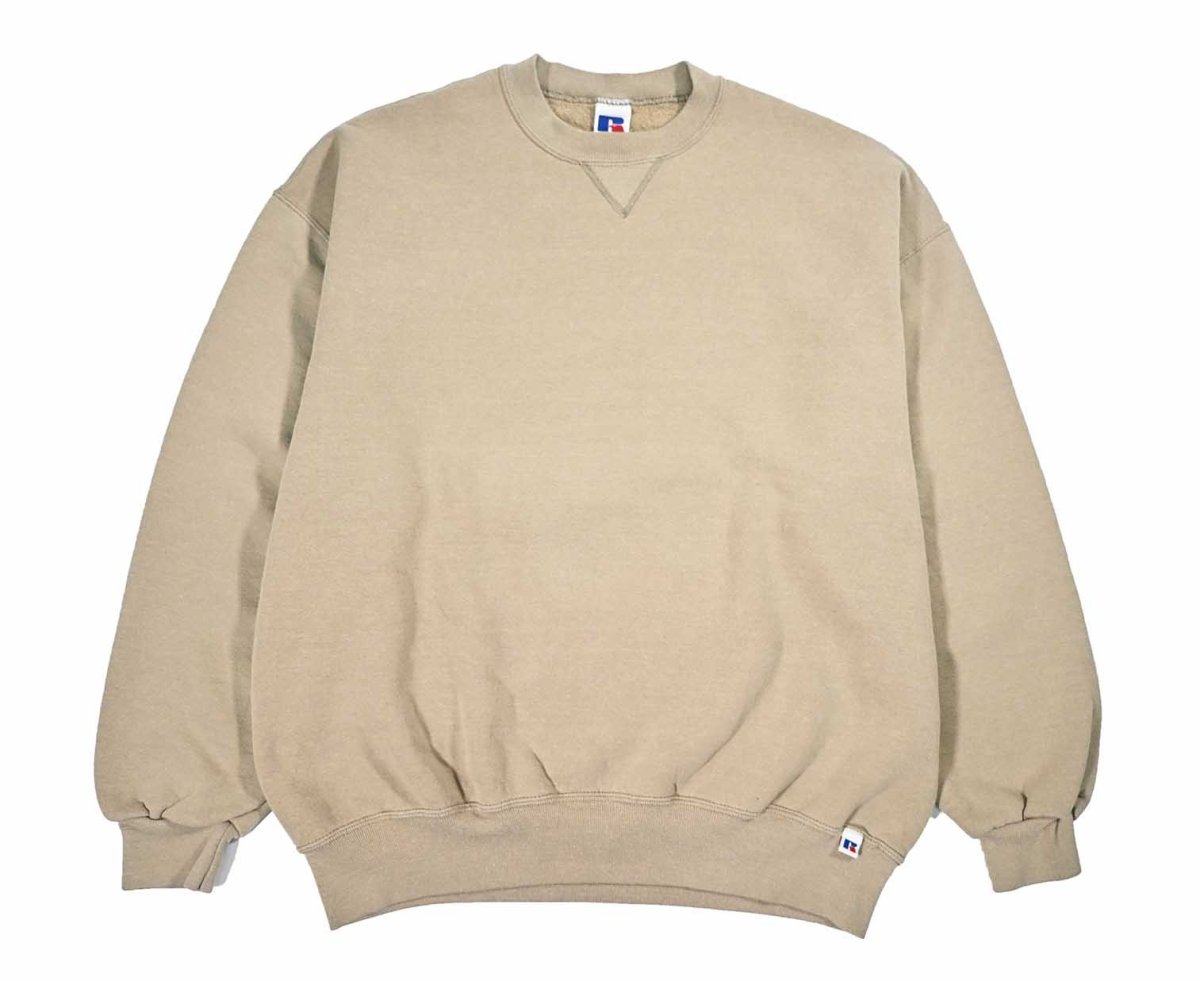 画像1: Used Russell Athletic Blank Sweat Shirt Khaki made in USA (1)