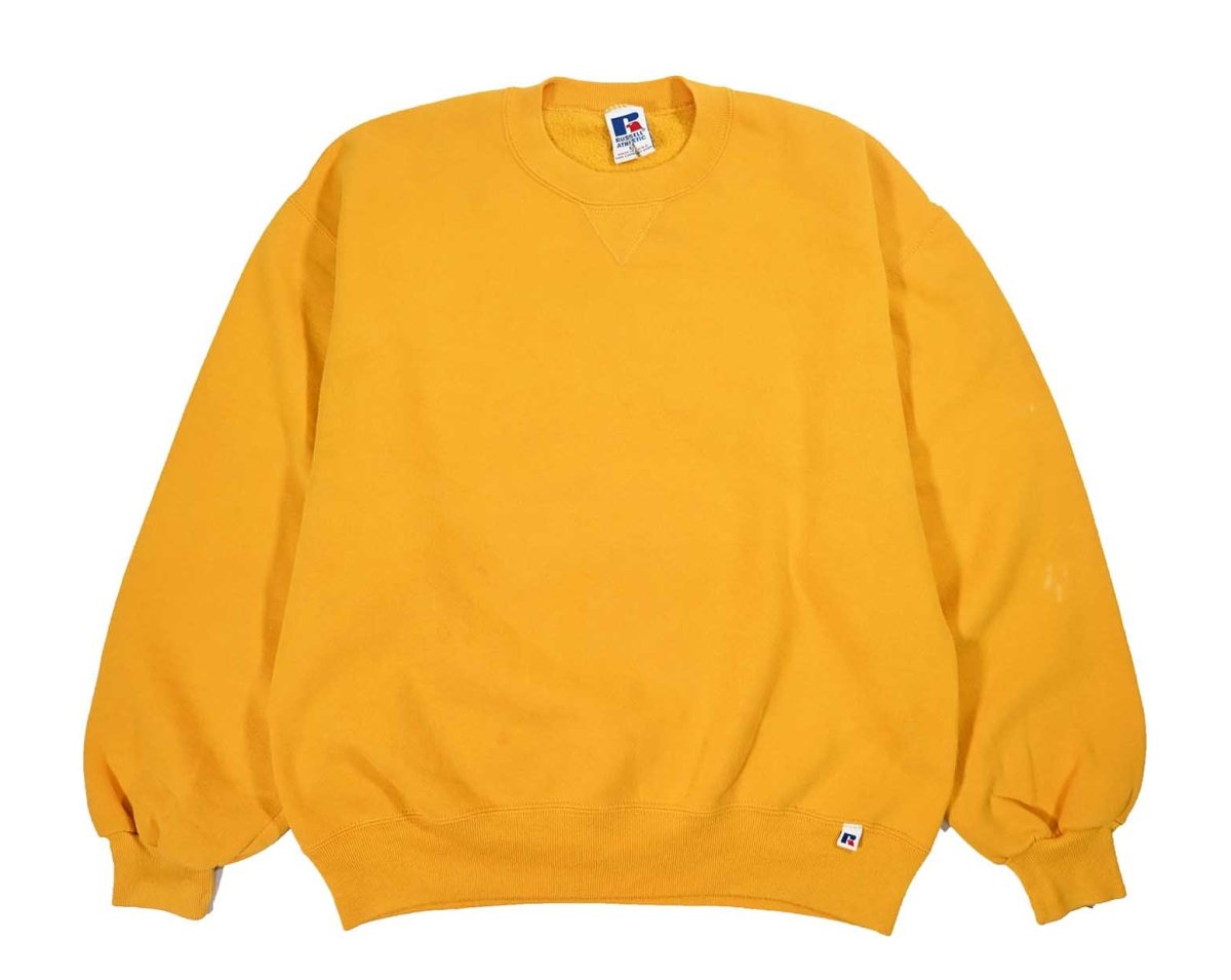 画像1: Used Russell Athletic Blank Sweat Shirt Yellow made in USA (1)