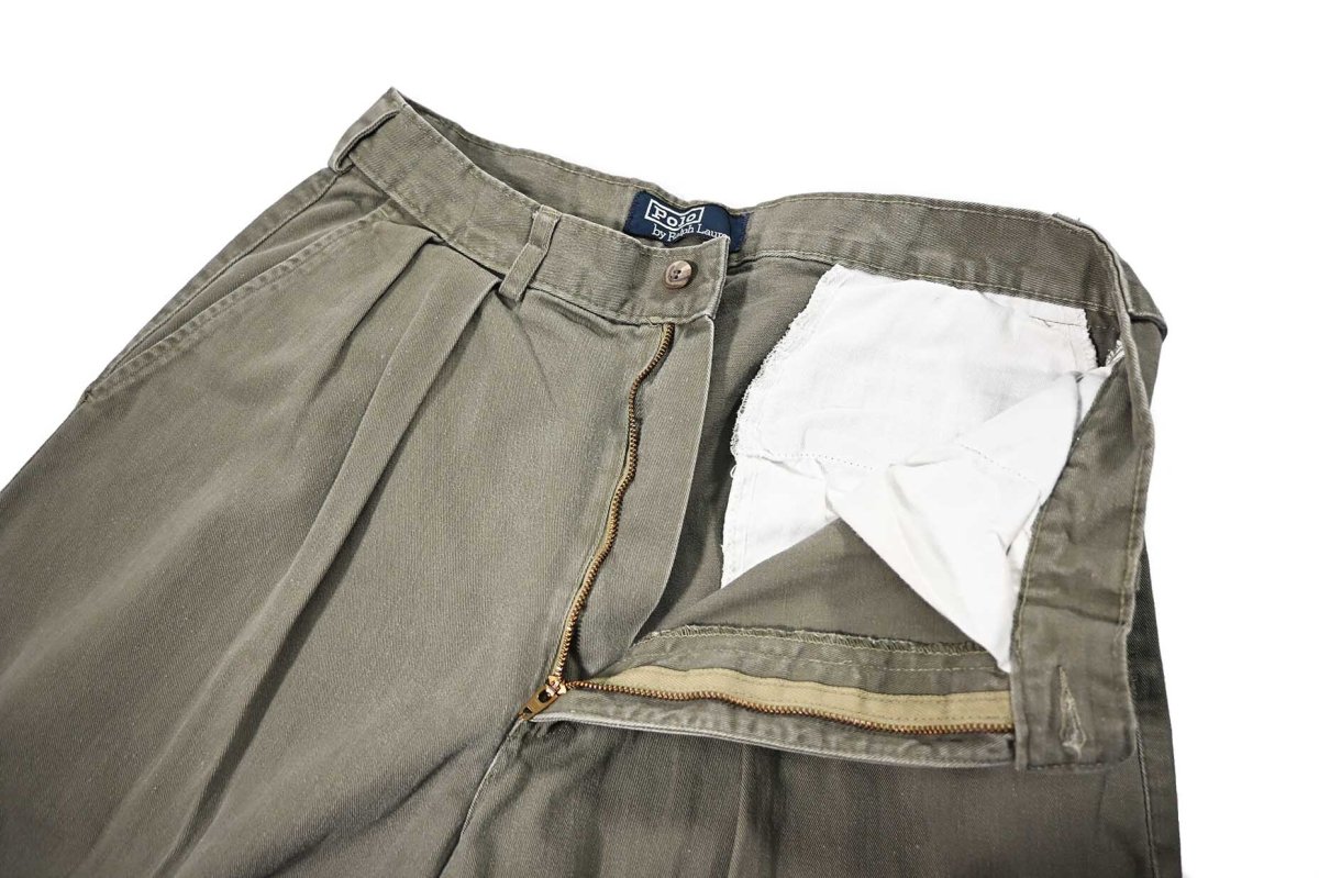 画像5: Used Polo Ralph Lauren Pleated Chino Trouser Olive ラルフローレン (5)