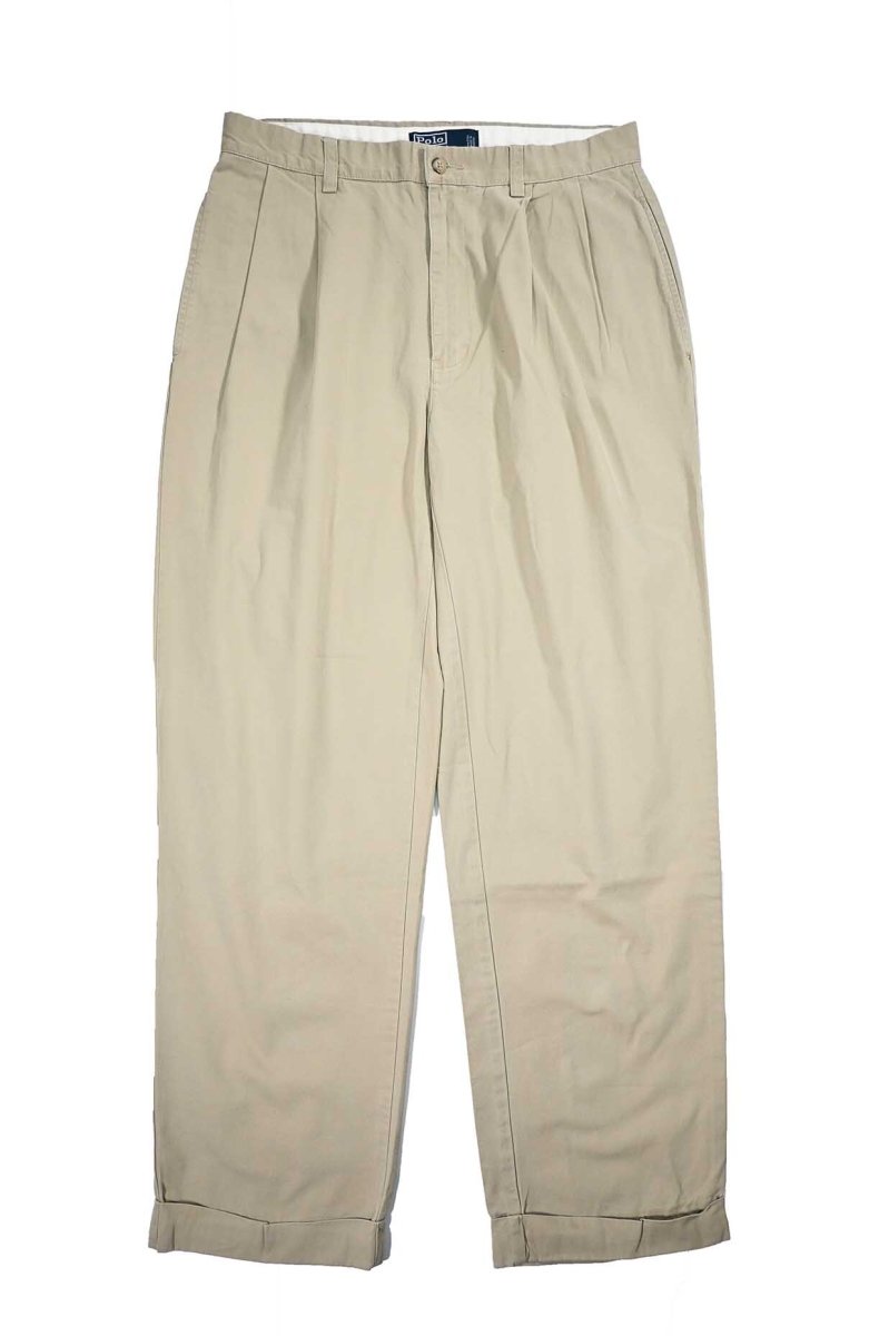 画像1: Used Polo Ralph Lauren Pleated Chino Trouser Khaki "Hammond Pant" ラルフローレン (1)