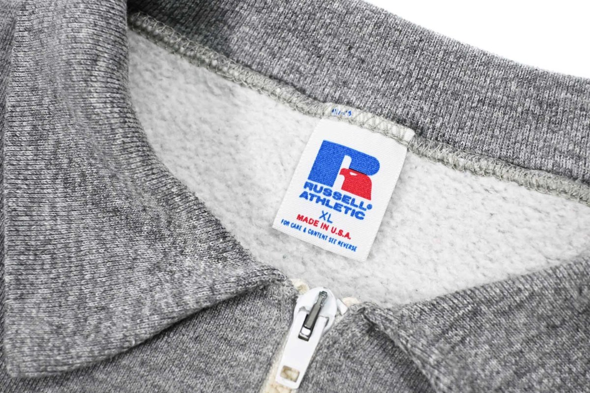 画像4: Used Russell Athletic Quarter Zip Blank Sweat Shirt Grey made in USA (4)