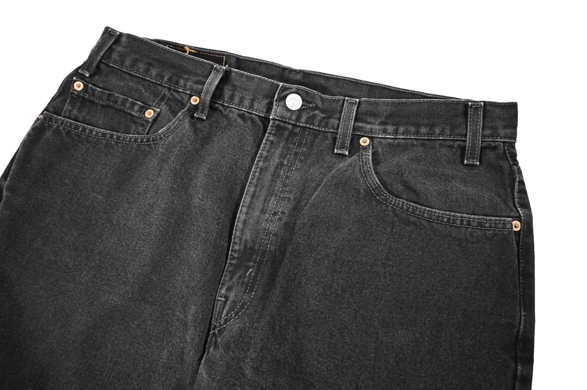 画像2: 99' Used Levi's 550 Denim Pants Cut Off Black made in USA リーバイス (2)