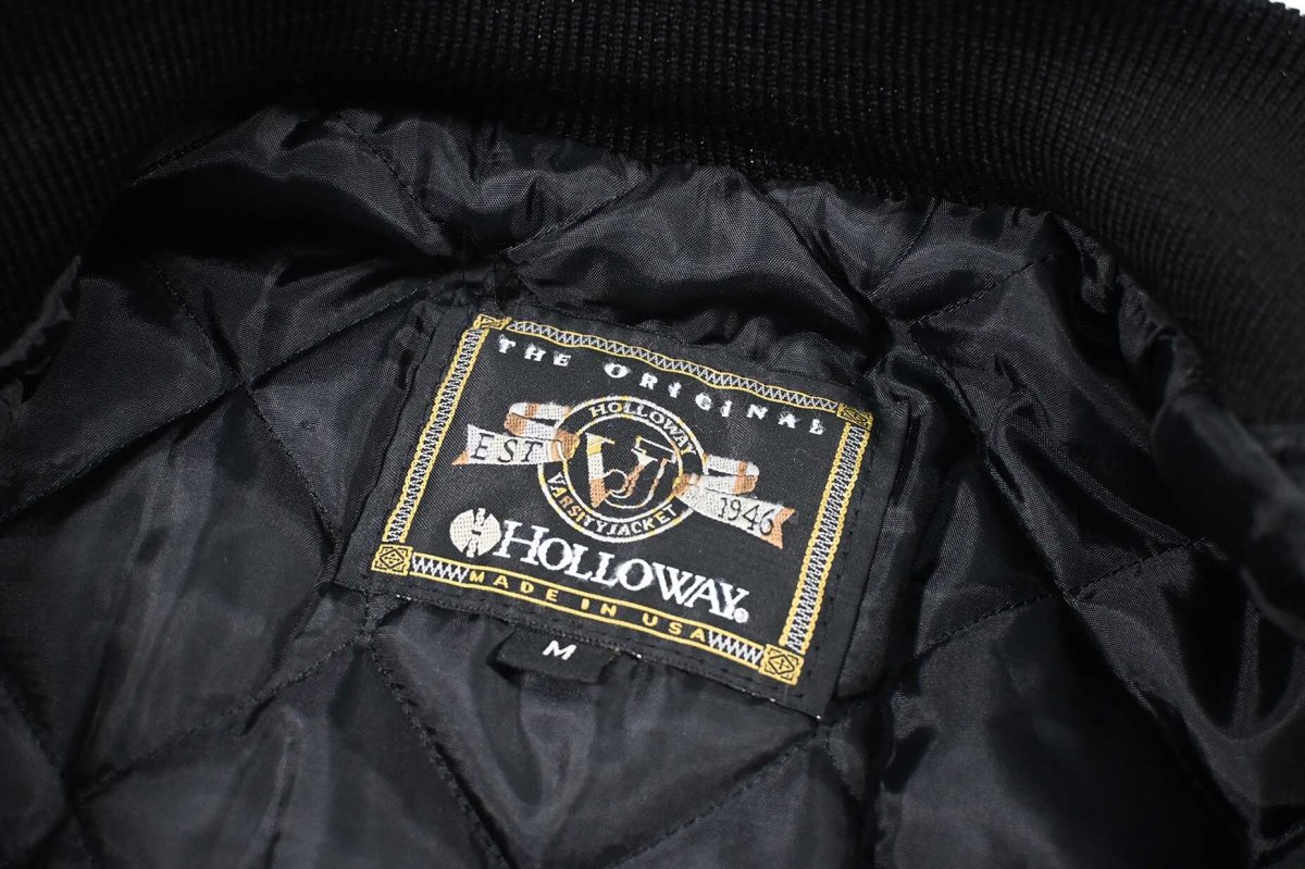 画像6: Deadstock Holloway Melton/Leather Varsity Jacket made in USA (6)
