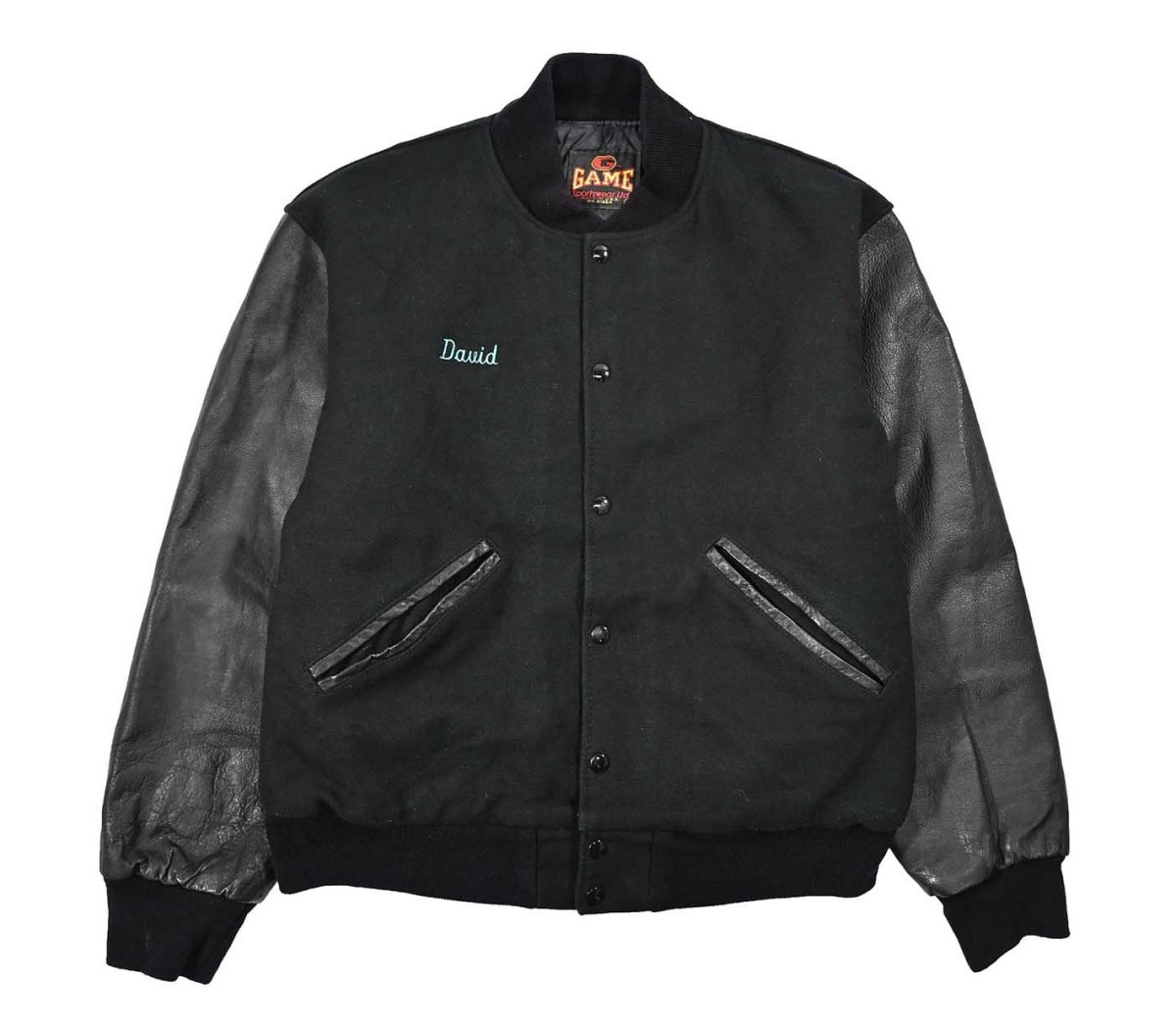 画像1: Used Game Melton/Leather Varsity Jacket made in USA (1)