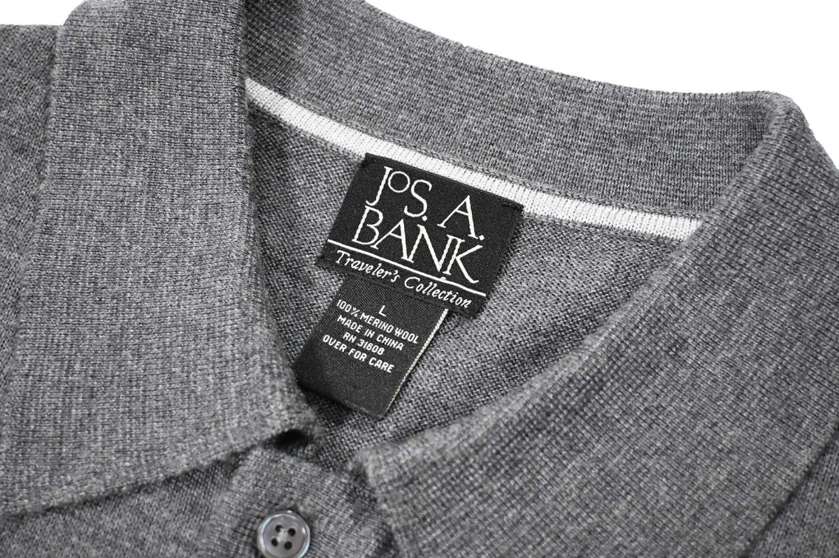 画像4: Used Jos.A.Bank High Gauge Merino Wool Knit Polo Grey (4)