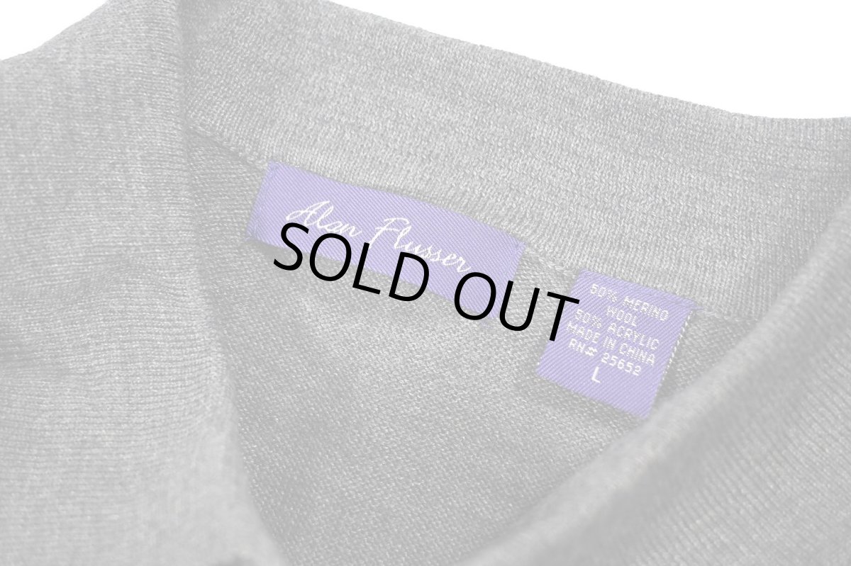 画像4: Used Alan Flusser High Gauge Merino Wool Knit Polo Grey (4)