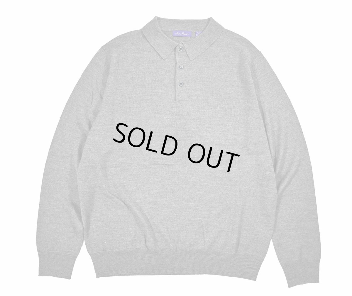 画像1: Used Alan Flusser High Gauge Merino Wool Knit Polo Grey (1)