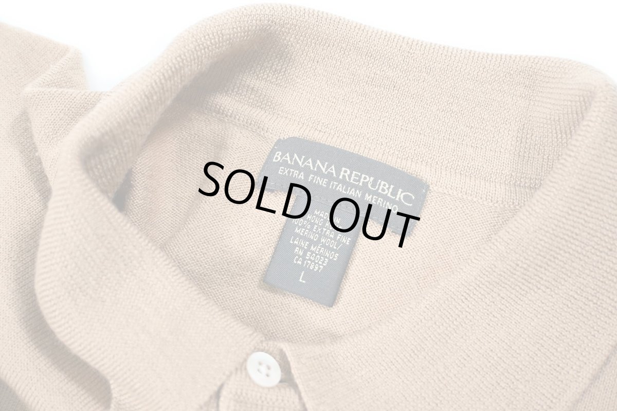 画像4: Used Banana Republic High Gauge Merino Wool Knit Polo Camel (4)
