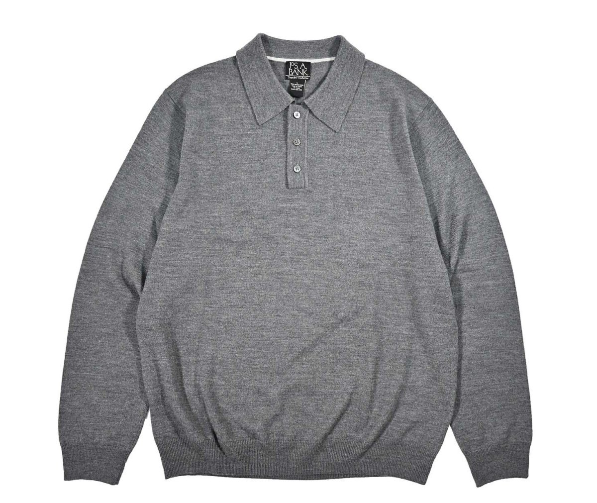 画像1: Used Jos.A.Bank High Gauge Merino Wool Knit Polo Grey (1)