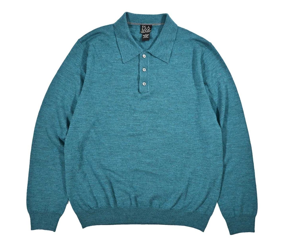 画像1: Used Jos.A.Bank High Gauge Merino Wool Knit Polo Teal (1)