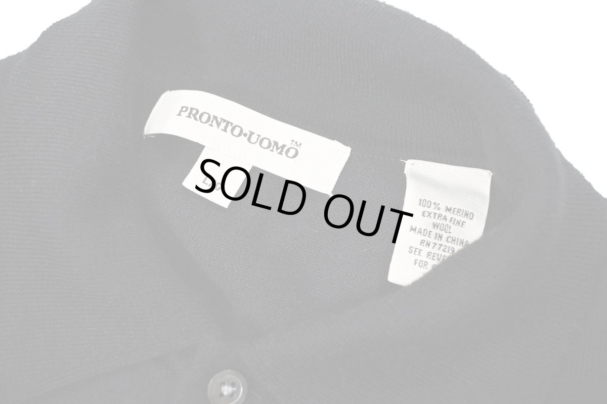 画像4: Used Pronto-Uomo High Gauge Merino Wool Knit Polo Black (4)