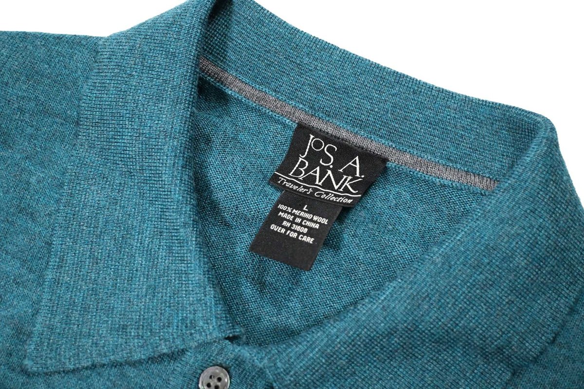 画像4: Used Jos.A.Bank High Gauge Merino Wool Knit Polo Teal (4)