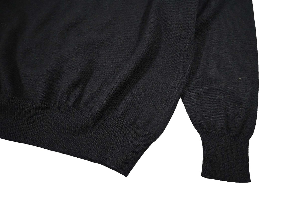 画像3: Used Linea Uomo High Gauge Merino Wool Knit Polo Black (3)