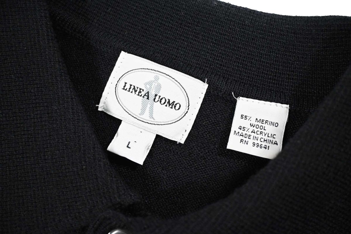 画像4: Used Linea Uomo High Gauge Merino Wool Knit Polo Black (4)
