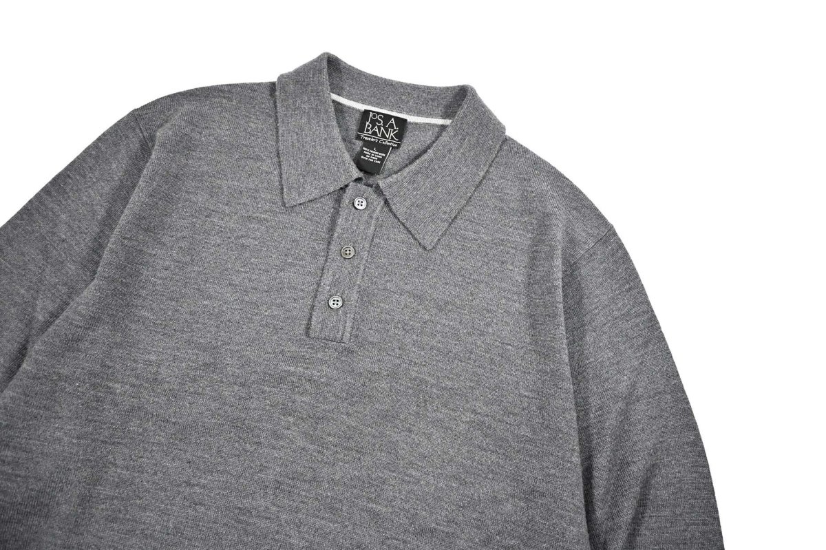 画像2: Used Jos.A.Bank High Gauge Merino Wool Knit Polo Grey (2)