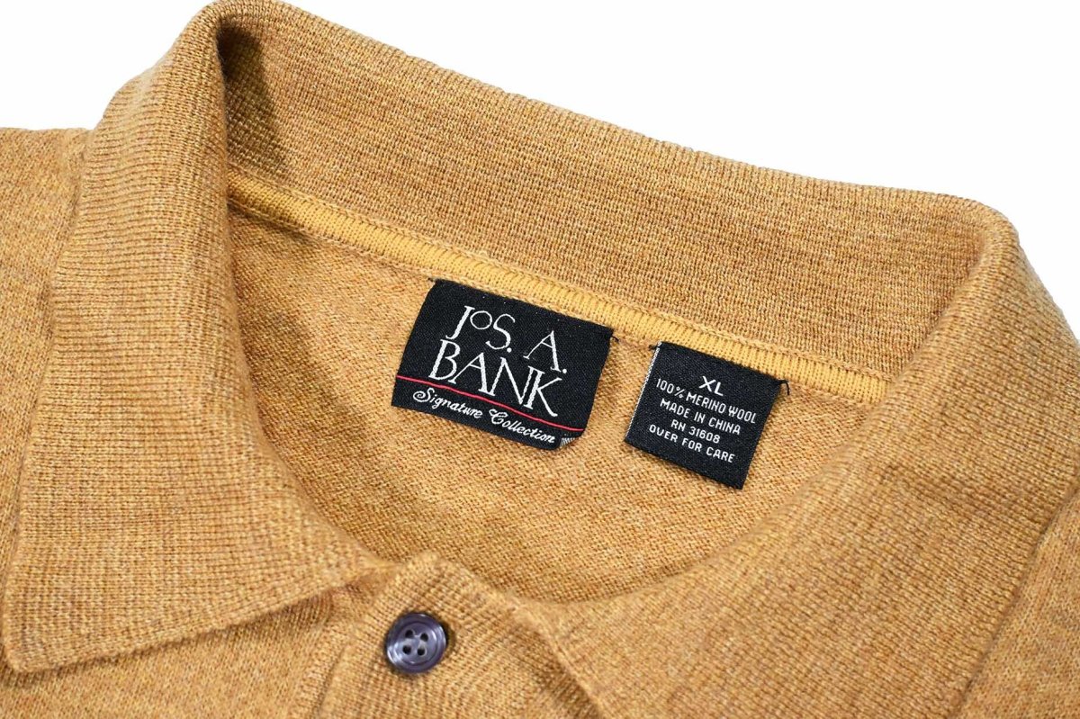 画像4: Used Jos.A.Bank High Gauge Merino Wool Knit Polo Yellow (4)