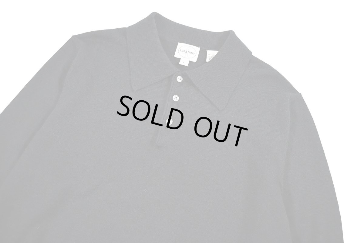 画像2: Used Linea Uomo High Gauge Merino Wool Knit Polo Black (2)