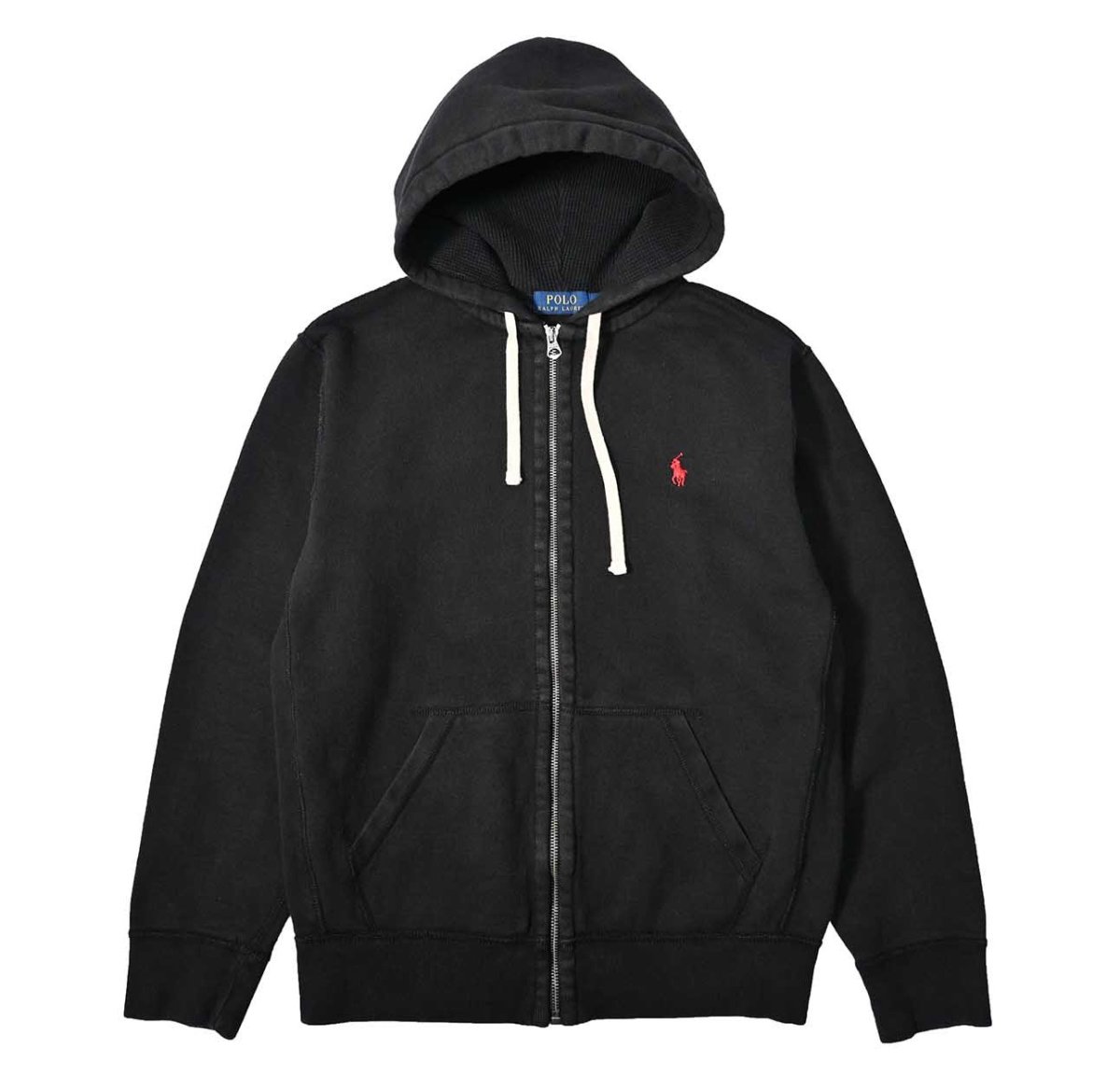 画像1: Used Polo Ralph Lauren Zip Sweat Hoodie Black ラルフローレン (1)