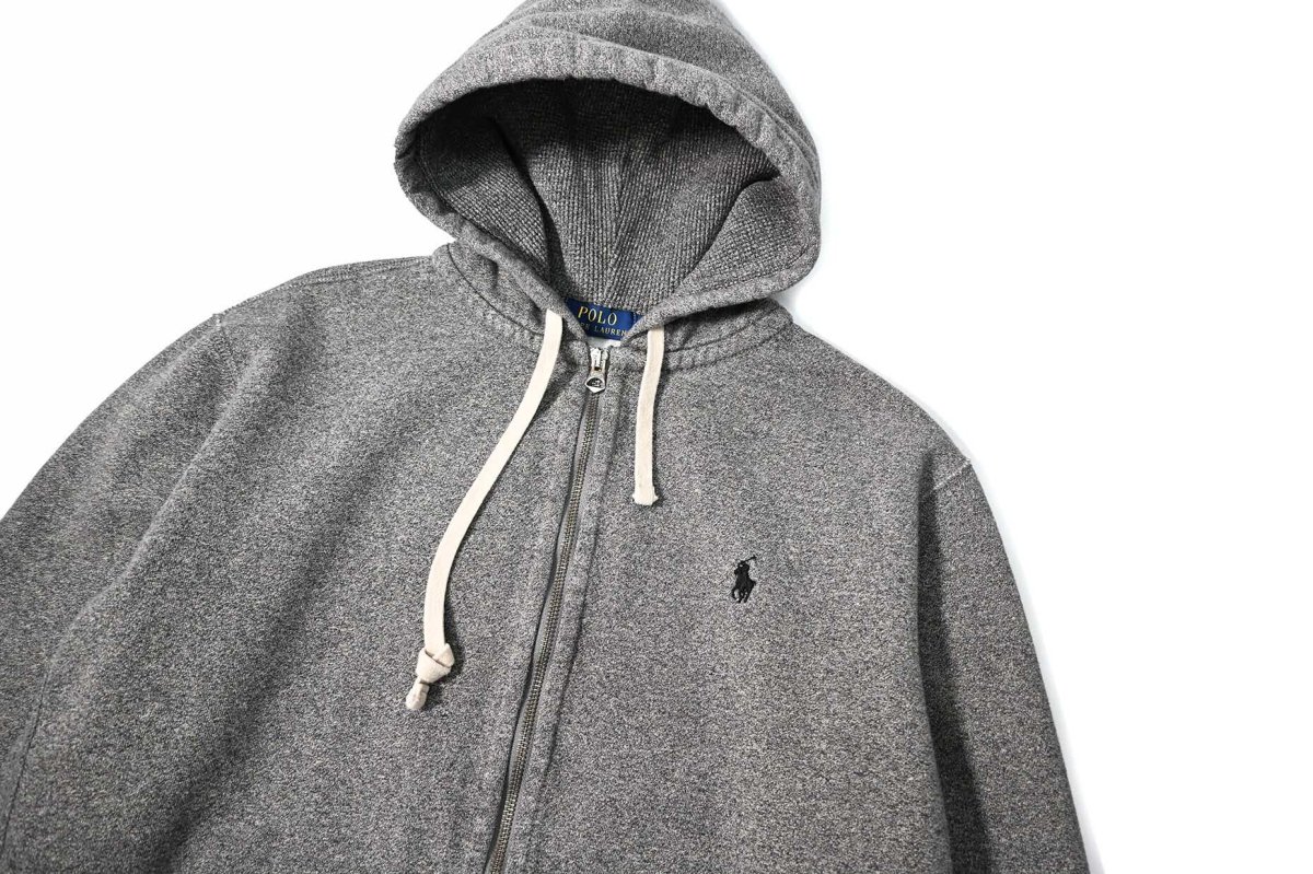 画像2: Used Polo Ralph Lauren Zip Sweat Hoodie Grey ラルフローレン (2)