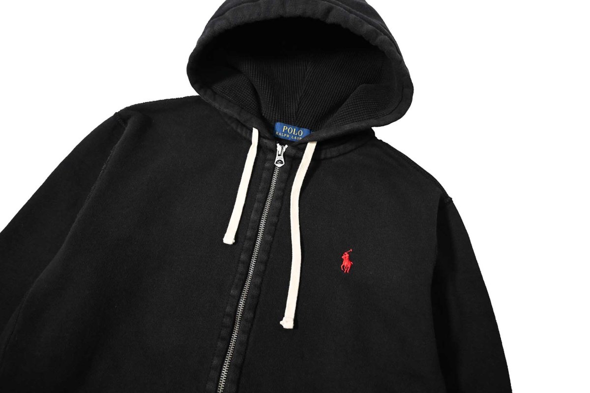 画像2: Used Polo Ralph Lauren Zip Sweat Hoodie Black ラルフローレン (2)