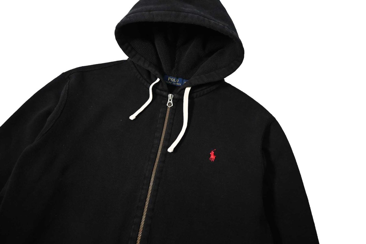 画像2: Used Polo Ralph Lauren Zip Sweat Hoodie Black ラルフローレン (2)