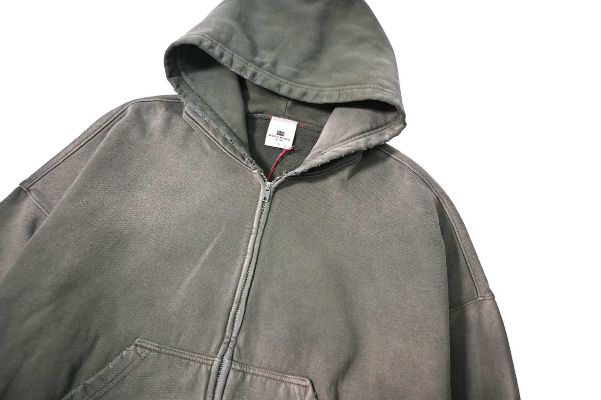 画像2: MOOJI MOOJI US Oversize Zip Up Hoodie Aged Olive Green (2)