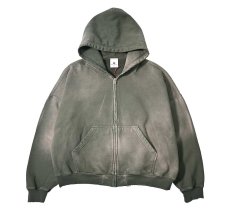 画像1: MOOJI MOOJI US Oversize Zip Up Hoodie Aged Olive Green (1)