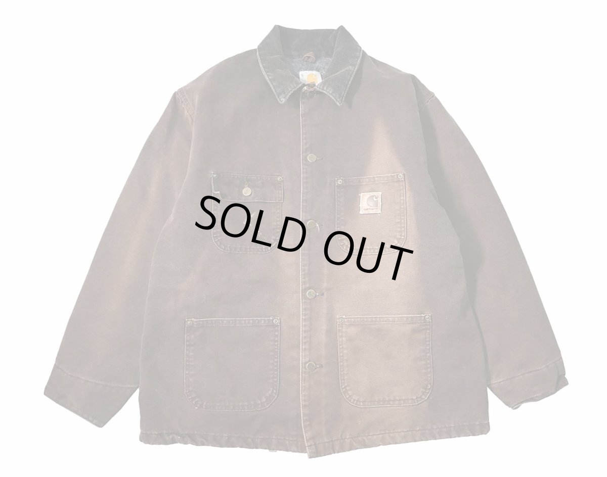 画像1: Used Carhartt Blanket Lined Michigan Chore Coat Dark Brown (1)