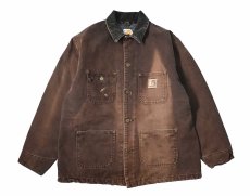 画像1: Used Carhartt Blanket Lined Michigan Chore Coat Dark Brown (1)