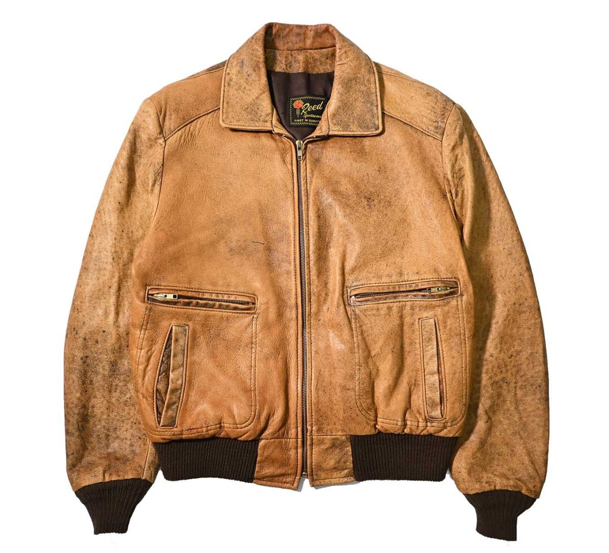 画像1: Used Reed Sportswear Leather Jacket Brown (1)