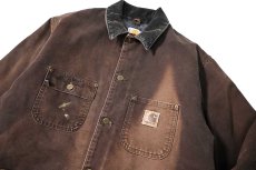 画像3: Used Carhartt Blanket Lined Michigan Chore Coat Dark Brown (3)