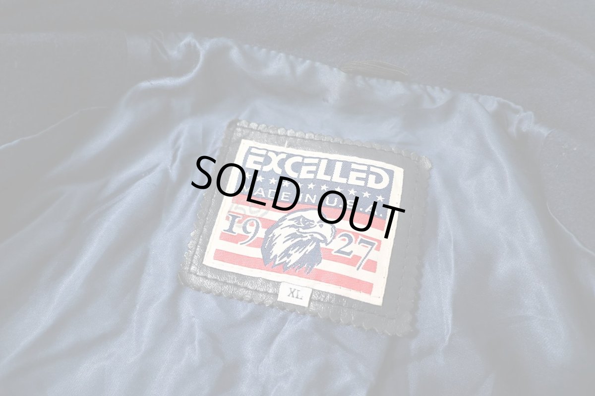 画像5: Used Excelled Melton/Leather Varsity Jacket made in USA (5)