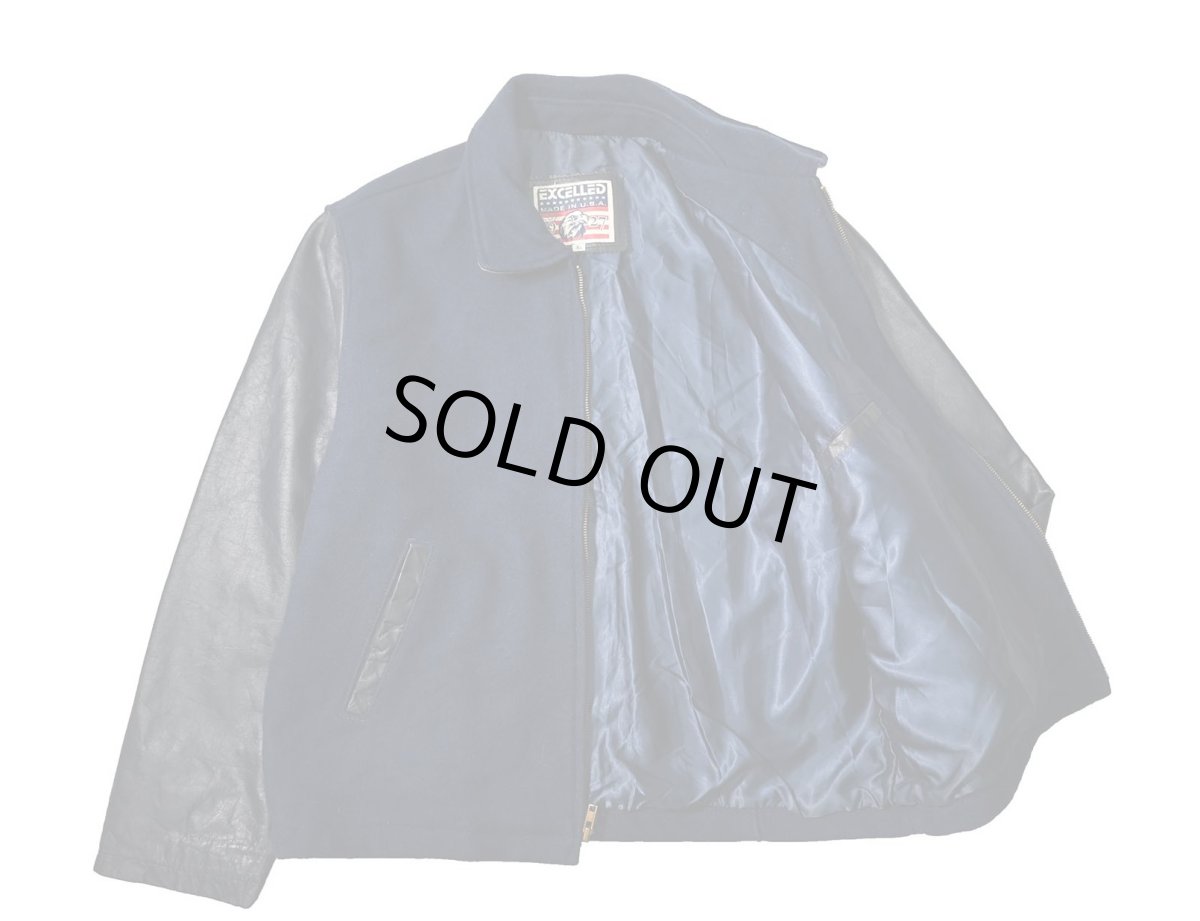 画像4: Used Excelled Melton/Leather Varsity Jacket made in USA (4)