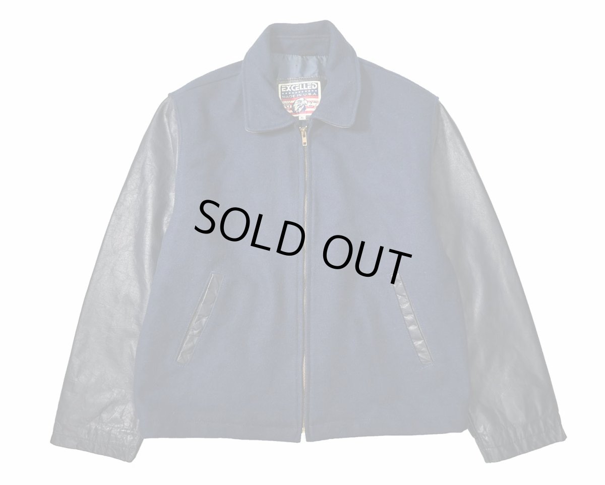 画像1: Used Excelled Melton/Leather Varsity Jacket made in USA (1)