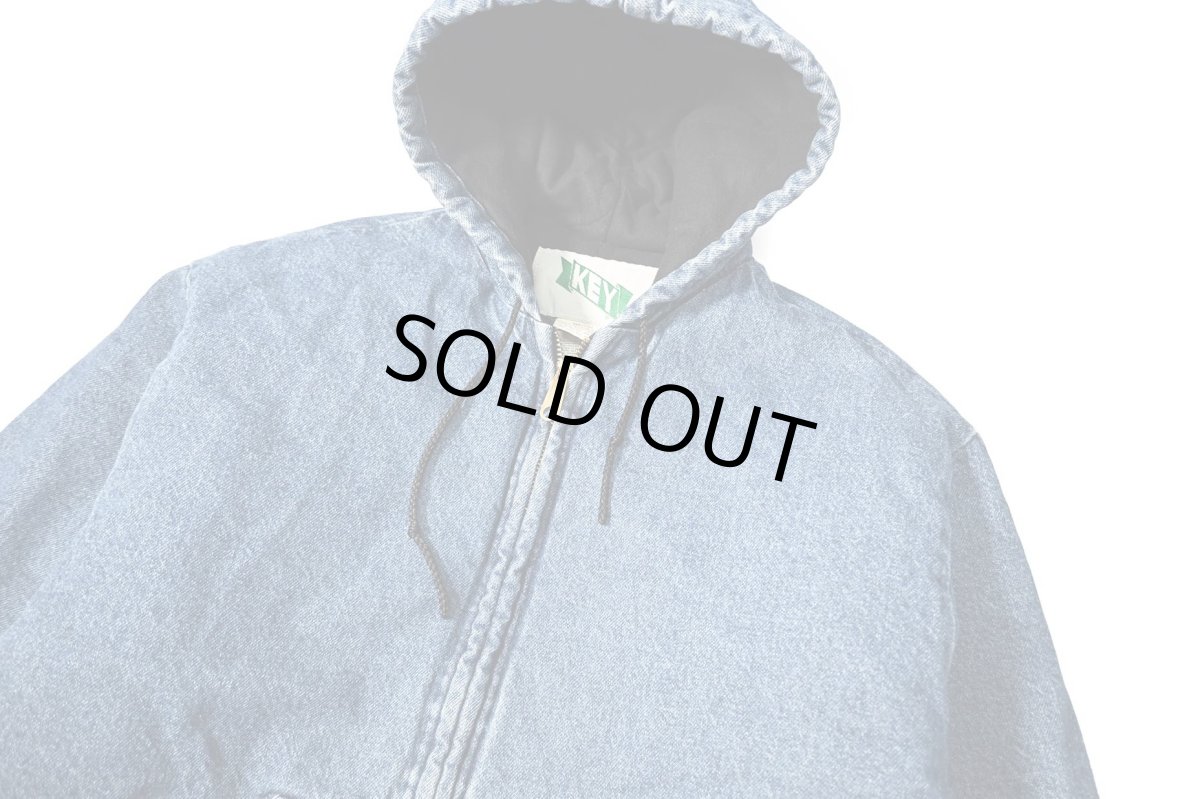 画像2: Used KEY Stone Denim Work Jacket made in USA (2)