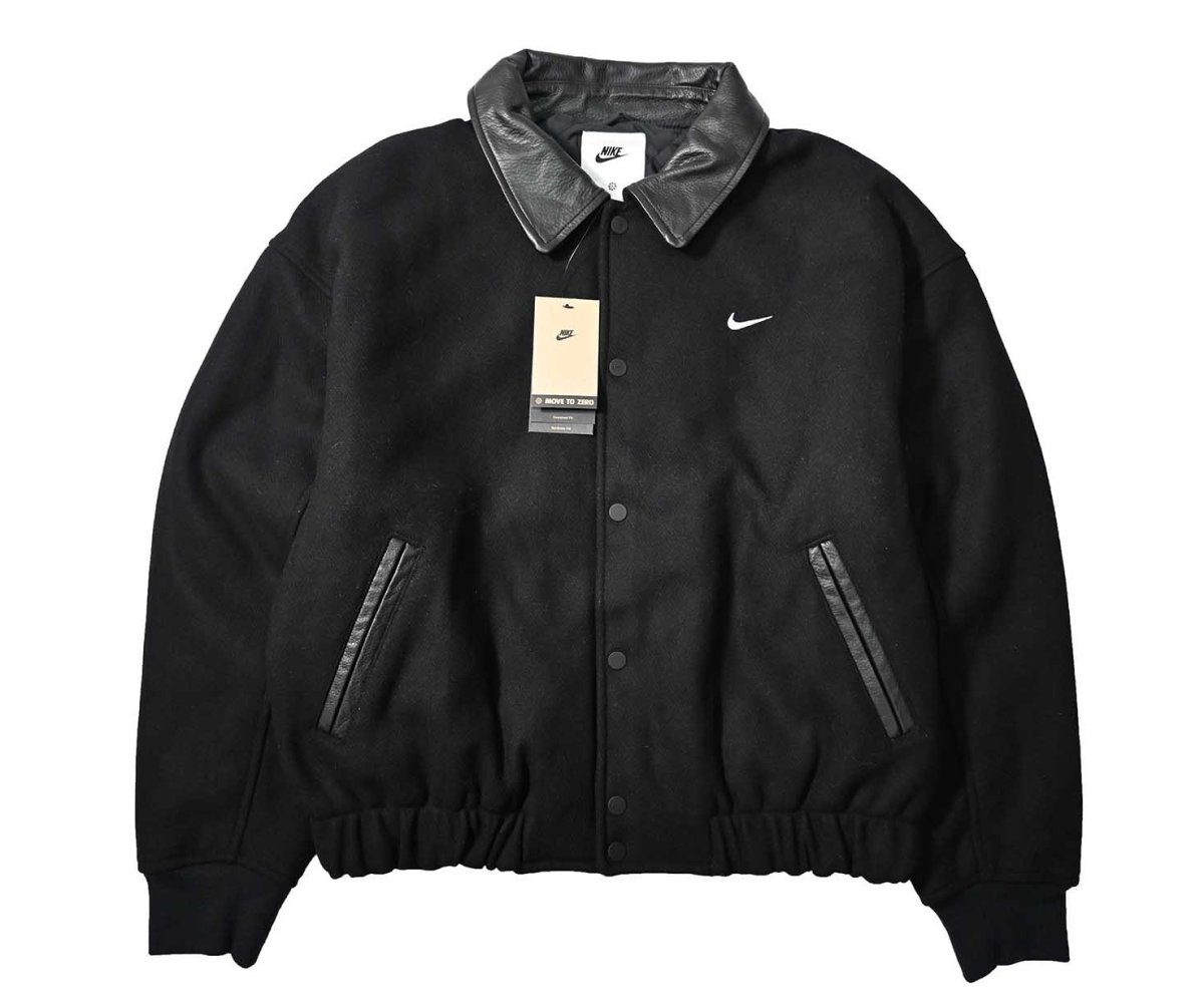 画像1: Nike Solo Swoosh Wool Varsity Jacket Black (1)