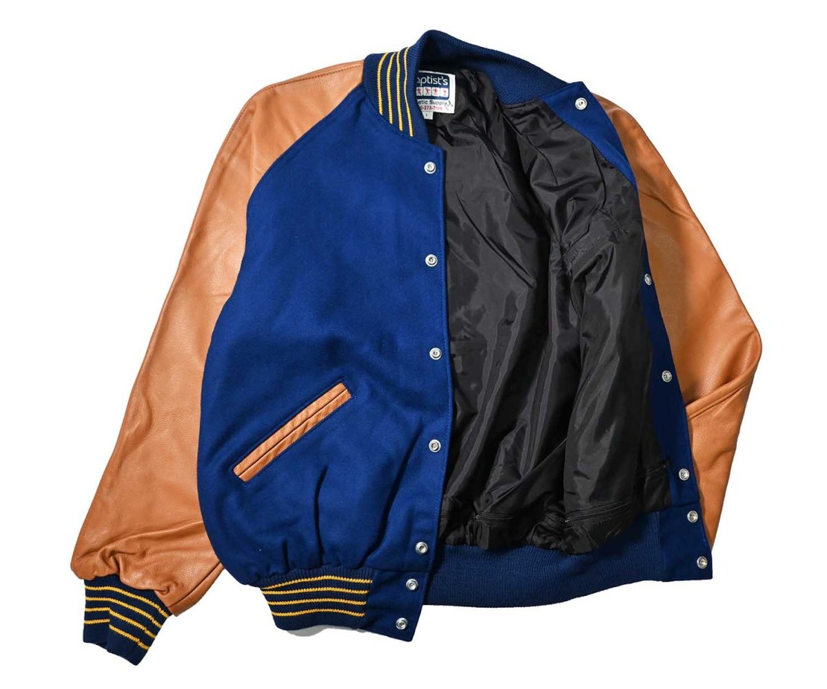 画像4: Deadstock Baptist's Melton/Leather Varsity Jacket (4)