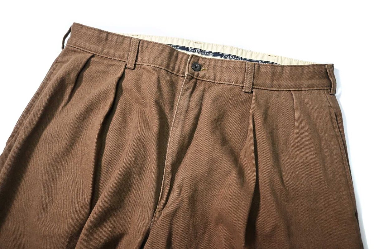画像2: Used Polo Ralph Lauren Pleated Chino Trouser Brown "Andrew Pant" ラルフローレン (2)