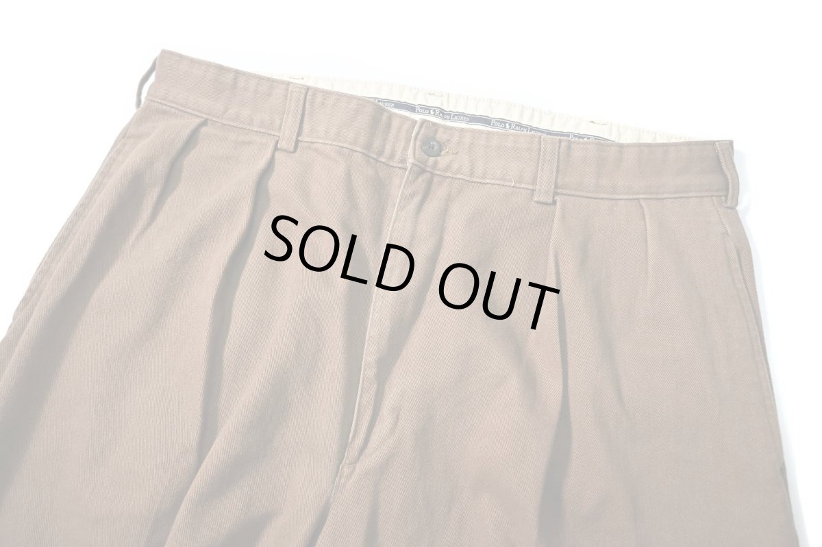 画像2: Used Polo Ralph Lauren Pleated Chino Trouser Brown "Andrew Pant" ラルフローレン (2)
