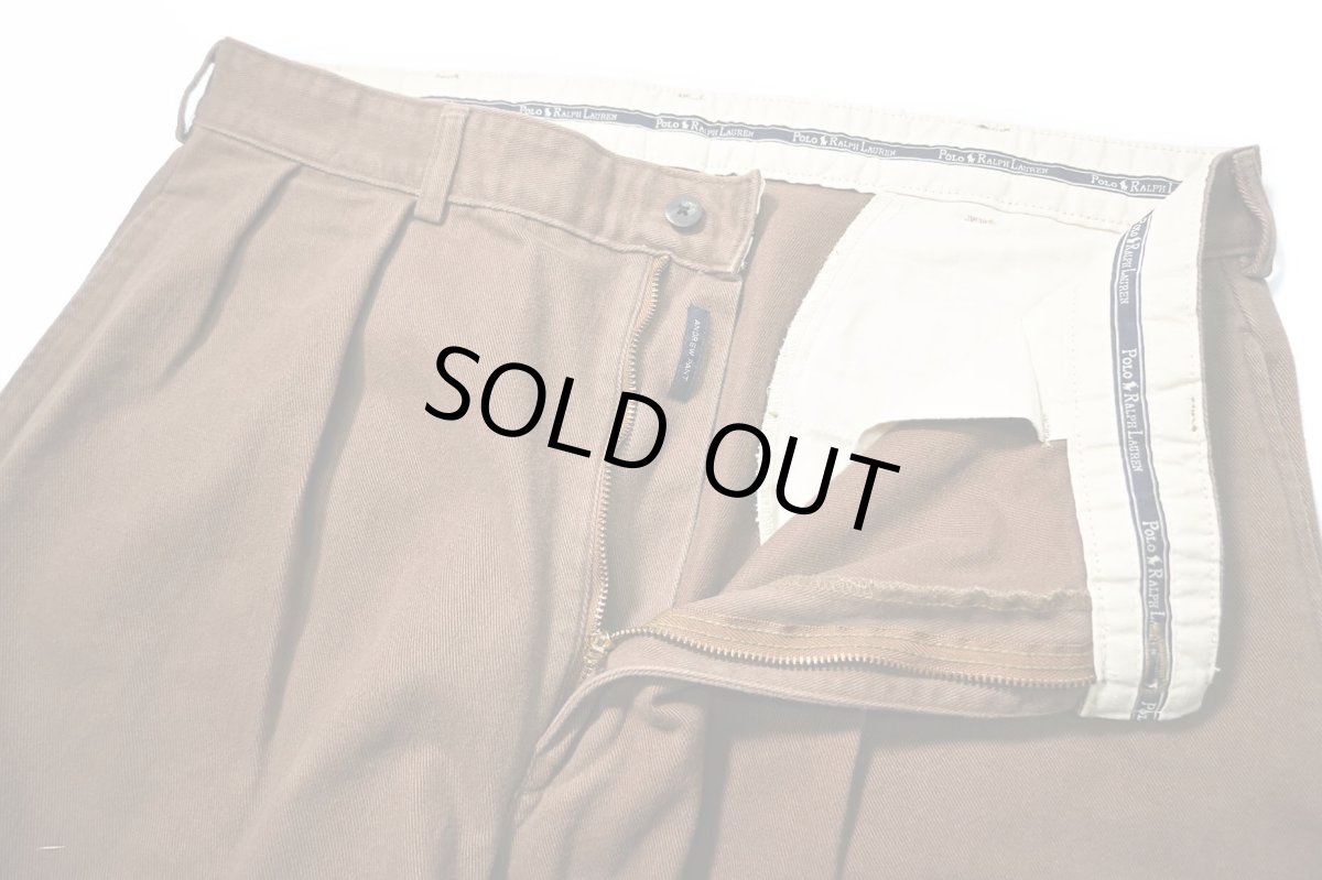 画像5: Used Polo Ralph Lauren Pleated Chino Trouser Brown "Andrew Pant" ラルフローレン (5)