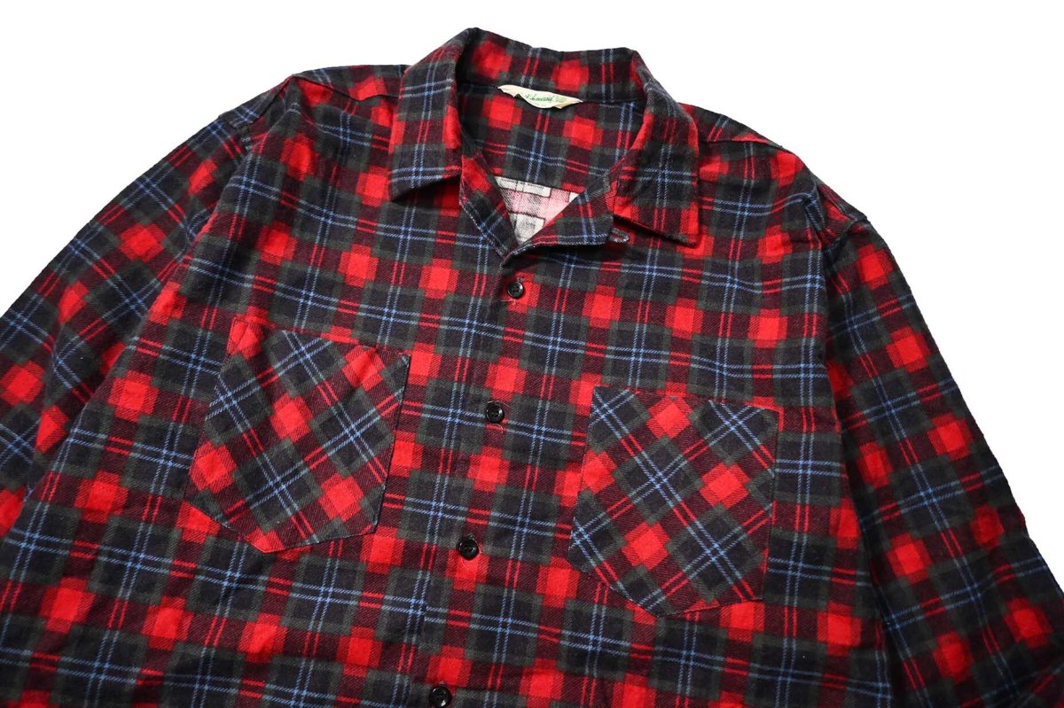画像2: 60s Deadstock Dutchmaid Open Collar Print Flannel Shirt (2)